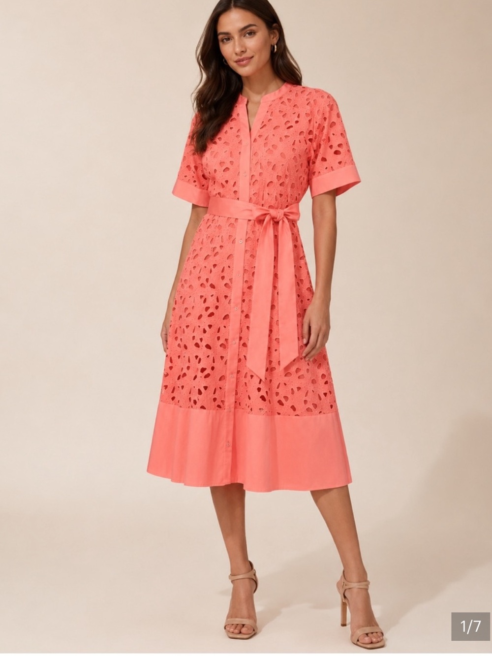 KARL LAGERFELD PARIS
Cotton Button-Front Eyelet Dress sz 8 - Picture 1 of 6